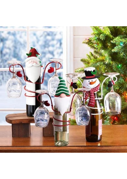 Santkuee Noel Şarap Şişesi ve Cam Tutucular Noel Organizatör Şarap Cam Raf Festivali Ev Mutfak Masaüstü Süslemeleri C (Yurt Dışından) indirimleri