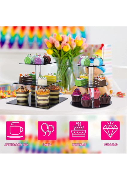 Santkuee 2 Adet 3 Katlı Cupcake Standı Katmanlı Servis Tatlı Kek Tutucu, Düğün, Doğum Günü, Parti, Bebek Partisi ve Noel Için Mükemmel (Yurt Dışından) fırsatları