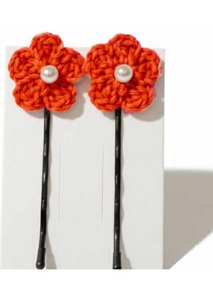 2 Adet El Yapımı Örgü Çiçekli Tel Toka fiyatları