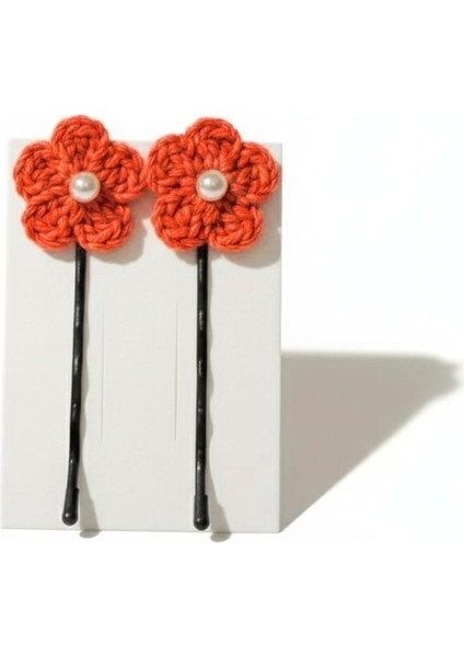 2 Adet El Yapımı Örgü Çiçekli Tel Toka modelleri