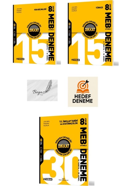 Hız 8.sınıf Meb Uyumlu 15LI Fen Türkçe 30LU Inkılap Deneme Hedef Deneme