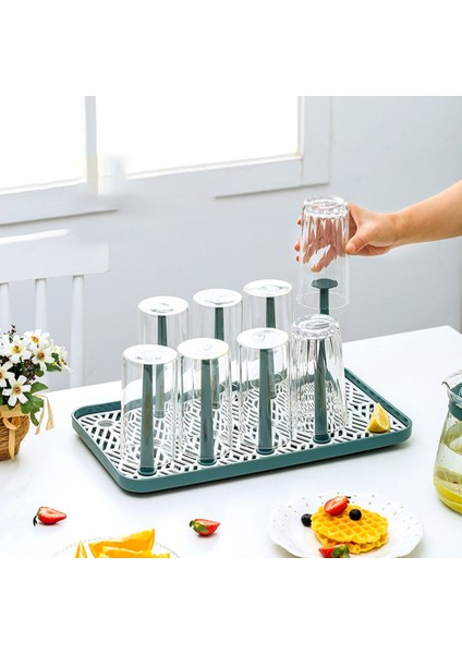 Santkuee Su Bardağı Rafı Toz Geçirmez Bardak Kurutma Rafı Çok Fonksiyonlu Plastik Drenaj Cam Bardak Tutucu Standı Temizlemesi Kolay B (Yurt Dışından) fiyatları
