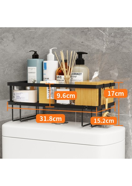 Santkuee Banyo Tuvalet Rafının Üstünde Tuvalet Banyo Duvarı Asılı Çok Fonksiyonlu Punch-Free Vanity Tuvalet Depolama Rafı, Siyah (Yurt Dışından) fiyatları
