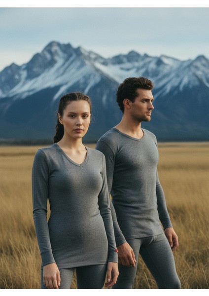 Unisex Termal Tişört 2. Seviye 1257 - Gri Melanj