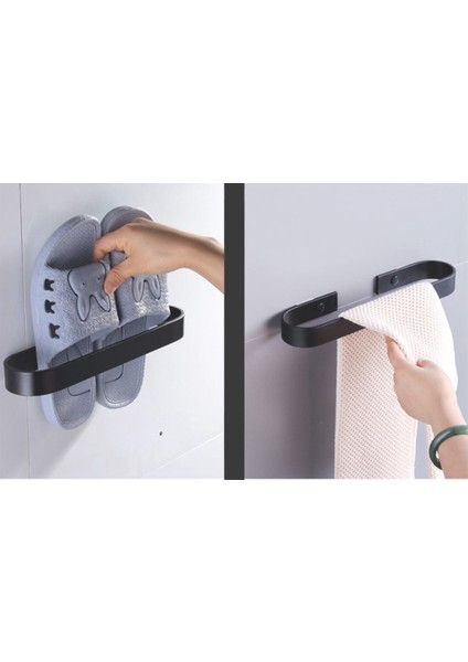Santkuee Deliksiz Ayakkabı Rafı Duvara Monte Alan Alüminyum Ayakkabı Depolama Rafı Banyo Rafı, Siyah (Yurt Dışından) indirimleri