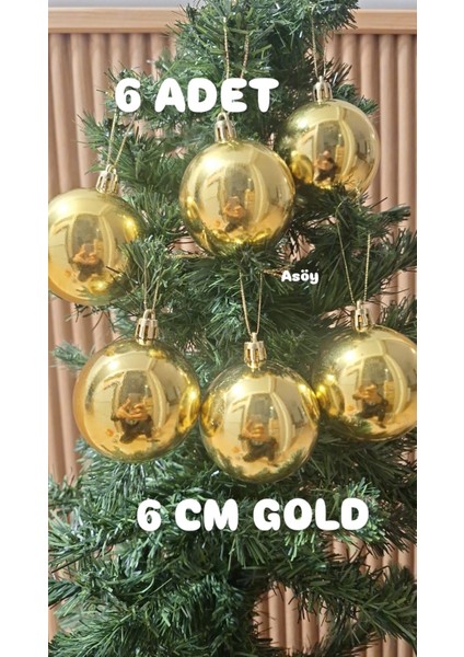 Yılbaşı Ağacı Süsü 6 cm Cici Gold Küre Top Süs Parlak Süs Büyük Küre 6lı fiyatları
