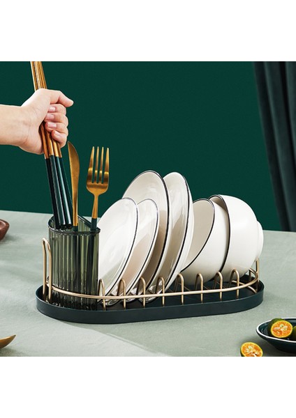 Santkuee Mutfak Ev Lavabo Rafı Avrupa Tarzı Yemek Tabağı Drenaj Rafı Sofra Bıçak ve Çatal Depolama Rafı (Koyu Yeşil) (Yurt Dışından) fırsatları