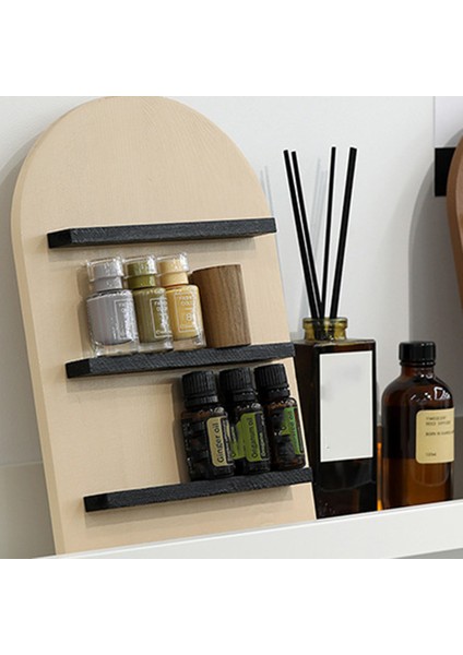 Santkuee Kemerli Esansiyel Yağı Vitrin Tatlı Rafı Morandi Renkli Kozmetik Depolama Rafı Masaüstü Rafı (Bej Sarı) (Yurt Dışından) modelleri