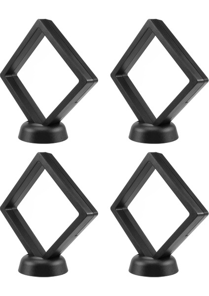 Santkuee 4 Parça Tutucu 3D Yüzer Çerçeve Braketi ile Kararma Önleyici Mücevher Kutusu Para Vitrin Siyah (Yurt Dışından)