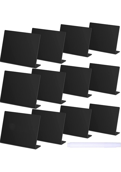 Santkuee 12 Paket Boş Akrilik Burcu Tutucu Masa Kartı Standları, Akrilik Düğün Parti Masa Burcu Tutucu ile Işaretleme Kalemi A (Yurt Dışından)