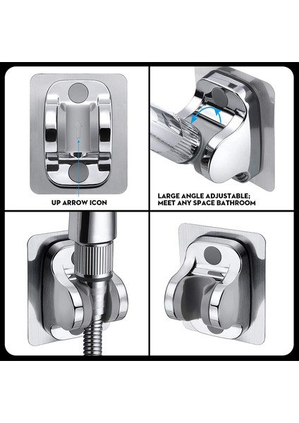 Santkuee Duş Başlığı Tutucu-Yapışkanlı El Duş Başlığı Tutucu Su Geçirmez ve Açı Ayarlanabilir Duvara Monte Duş Braketi (Yurt Dışından) modelleri