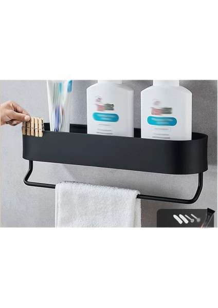 Santkuee Banyo Rafı Duvara Monte Raflar Banyo Havlusu Tutucu Duş Depolama Sepeti Mutfak Banyo Organizatör-A (Yurt Dışından) fiyatları