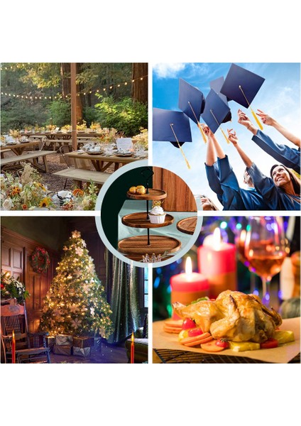 Santkuee 1 Adet Üç Katmanlı Tatlı Tepsileri Çok Fonksiyonlu Ahşap Meyve Yemekleri ve Oturma Odası Şeker Tepsileri ve Ev Dekorasyon (Yurt Dışından) indirimleri