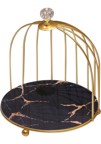 Santkuee Demir Sanat Iskandinav Kuş Kafesi Raf Ruj Parfüm Kozmetik Cilt Bakım Ürünü Depolama Rafı Bitirme Masa Raf Siyah 23 cm (Yurt Dışından)