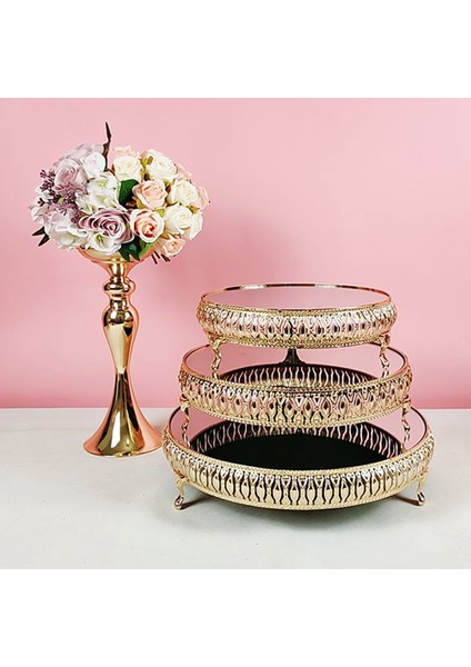 Santkuee Altın Kristal Metal Düğün Pastası Standı Modern Kek Standları Plaka Raf Seti Festivali Parti Ekran Tepsisi Kek Standı Tutucu M (Yurt Dışından) indirimleri