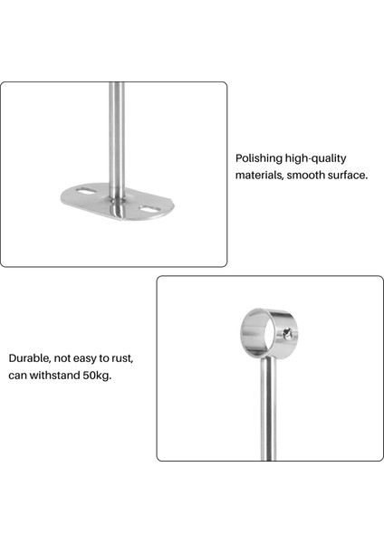 Santkuee Tavan Montaj Braketi, Gardırop Boru Braketi, 32MM Çap, Gardırop Çubuğu Kolu Destek Tutucu Boru Flanş Soketi 2 Adet (350MM) (Yurt Dışından) modelleri