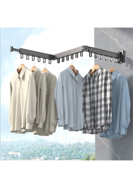 Santkuee Katlanır Elbise Askısı Duvara Montaj Geri Çekilebilir Kumaş Kurutma Rafı Alüminyum Çamaşır Çamaşır Ipi Yerden Tasarruflu Kurutma Siyah A (Yurt Dışından) modelleri