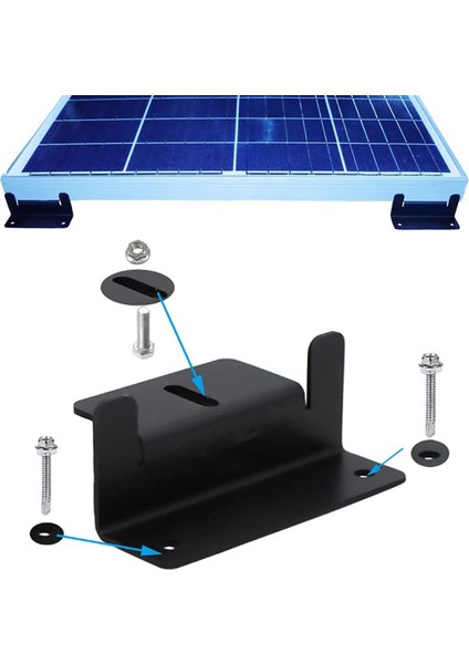 Santkuee Güneş Paneli Montaj Braketleri Z Braketi, Somun ve Cıvatalarla, 4 Adet (16PCS) Siyah (Yurt Dışından) fırsatları