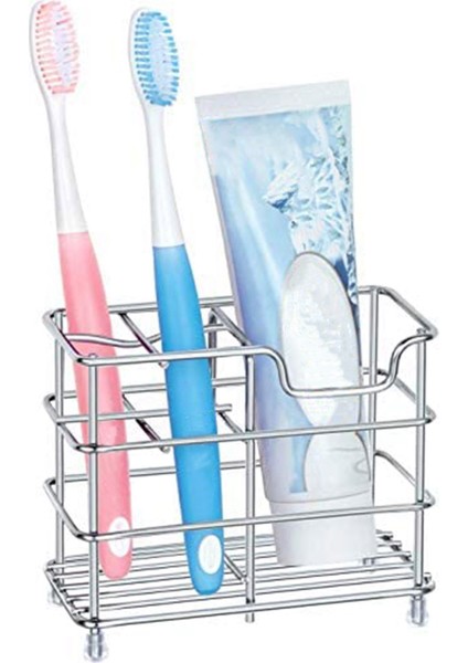 Santkuee Küçük Banyo Diş Fırçası Tutucu, 5 Yuva Gümüş Paslanmaz Çelik Banyo Aksesuarları Küçük Alan Depolama Rafı (Yurt Dışından) indirimleri