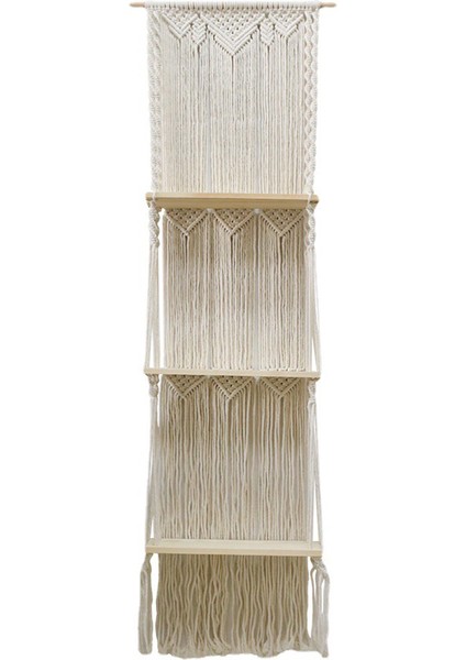 Santkuee Makrome Duvar Asılı Raf Boho 3 Katmanlı El Yapımı Bitki Duvar Rafları Mutfak Ev Dekor Için, Yüzen Plantsr Raf (Yurt Dışından)