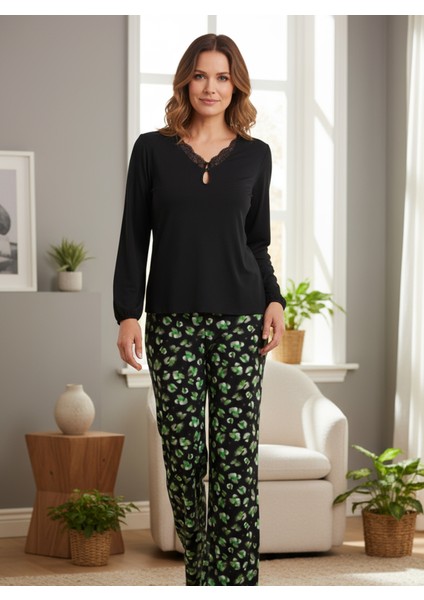Kadın Pijama Takımı 60507 - Siyah
