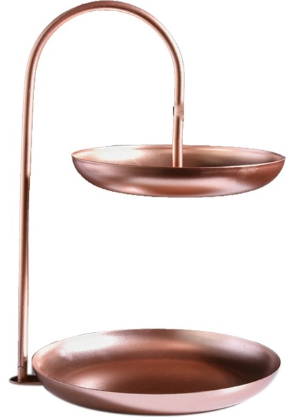 Santkuee Metal Çift Katmanlı Meyve Tepsisi Kek Rafı Yiyecek Rafı Takı Dekoratif Depolama Rafı Makyaj Kutusu Kutusu, Gül Altın (Yurt Dışından)