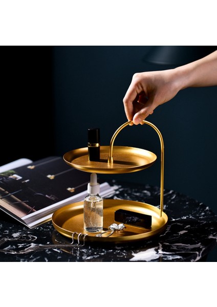 Santkuee Metal Çift Katmanlı Meyve Tepsisi Kek Rafı Yiyecek Rafı Takı Dekoratif Depolama Rafı Makyaj Kutusu Kutusu, Gül Altın (Yurt Dışından) fiyatları