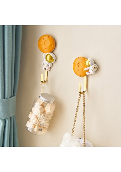 Santkuee Karikatür Reçine Astronot Figürleri Metal Duvar Kancaları Dekor Buzdolabı Kancası Anahtarlık Elbise Duvar Askısı Dekor B (Yurt Dışından) modelleri