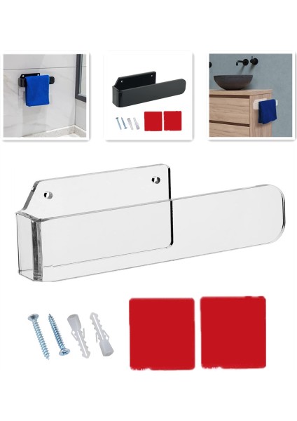 Santkuee Akrilik Havlu Askısı Kendinden Yapışkanlı Duvar Asılı Havlu Tutucu Mutfak Havlu Askısı Askı Depolama Rafı, Şeffaf Renk (Yurt Dışından) indirimleri