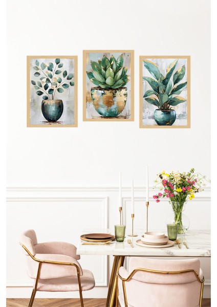 🌿 Çerçeve Görünümlü 3’lü Bitki Temalı Tablo Seti🌟 CRVS1112 13 x 17 fırsatları