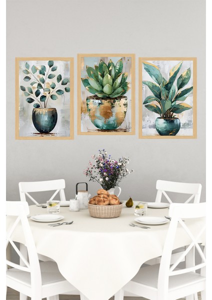 🌿 Çerçeve Görünümlü 3’lü Bitki Temalı Tablo Seti🌟 CRVS1112 13 x 17 indirimleri