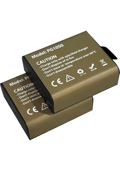 2 Adet PG1050 Batarya Eken Aksiyon Kamera Bataryası 3.7V 1050MAH 3.885WH