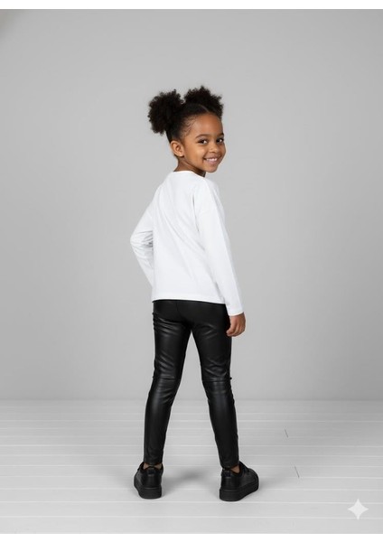 Kız Çocuk Deri Tayt 4-8 Yaş Siyah fiyatları