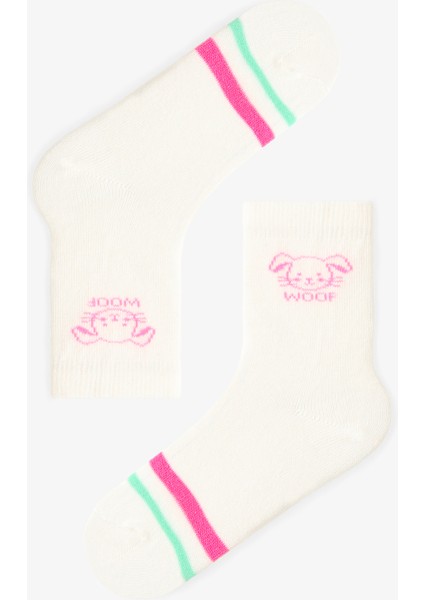 Çok Renkli Kız Çocuk Pinky Woof 4lü Soket Çorap fiyatları