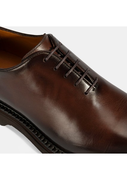 Erkek Kahve Bağcıklı Deri Klasik Ayakkabı