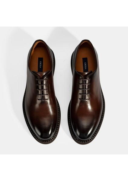Erkek Kahve Bağcıklı Deri Klasik Ayakkabı
