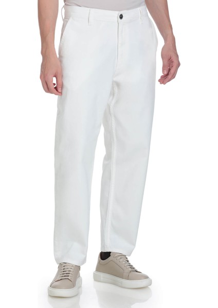 Beyaz Regular Fit 5 Cep 100% Pamuk Kot Pantolon