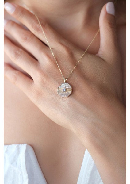 Asil 14 Ayar Taşlı Modern altın Kolye KLY3937