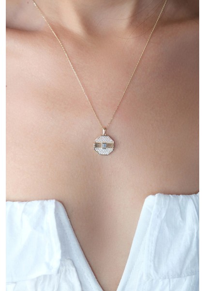 Asil 14 Ayar Taşlı Modern altın Kolye KLY3937 modelleri