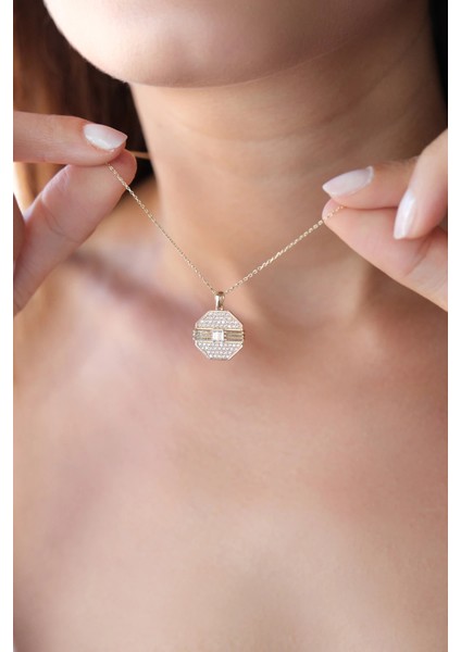 Asil 14 Ayar Taşlı Modern altın Kolye KLY3937 fırsatları