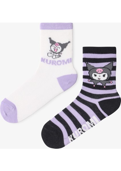 Çok Renkli Kız Çocuk Lic Kuromi 2li Soket Çorap
