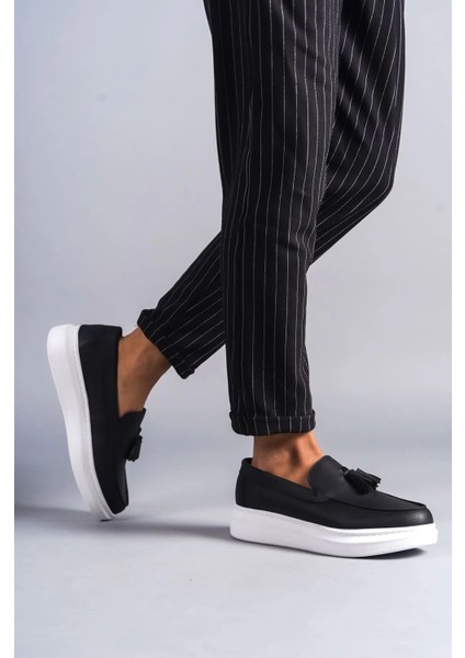 SLW154 Blaze Bağcıksız Püsküllü Cilt Erkek Günlük Spor Klasik Ayakkabı Cbt - Siyah fiyatları