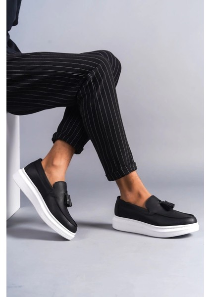 SLW154 Blaze Bağcıksız Püsküllü Cilt Erkek Günlük Spor Klasik Ayakkabı Cbt - Siyah modelleri
