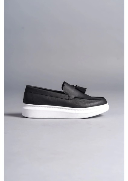 SLW154 Blaze Bağcıksız Püsküllü Cilt Erkek Günlük Spor Klasik Ayakkabı Cbt - Siyah fırsatları