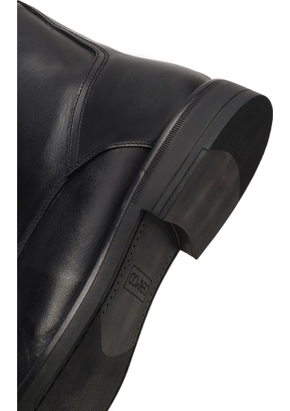 Erkek Siyah Bağcıklı Fermuarlı Deri Casual Bot 25WFD724018