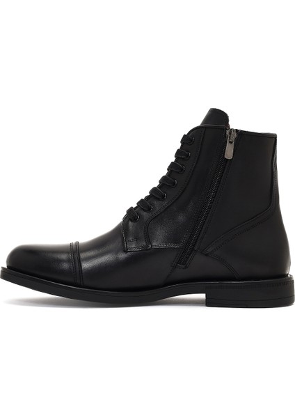 Erkek Siyah Bağcıklı Fermuarlı Deri Casual Bot 25WFD724018 fiyatları
