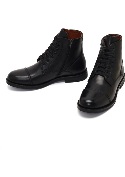 Erkek Siyah Bağcıklı Fermuarlı Deri Casual Bot 25WFD724018 modelleri
