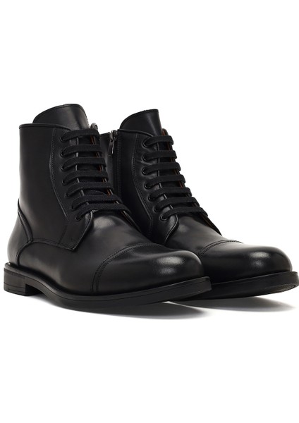 Erkek Siyah Bağcıklı Fermuarlı Deri Casual Bot 25WFD724018 fırsatları