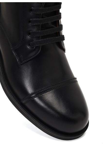 Erkek Siyah Bağcıklı Fermuarlı Deri Casual Bot 25WFD724018