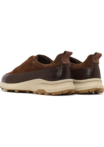 Erkek Kahverengi Kalın Tabanlı Deri Casual Sneaker 25WFD630514 indirimleri